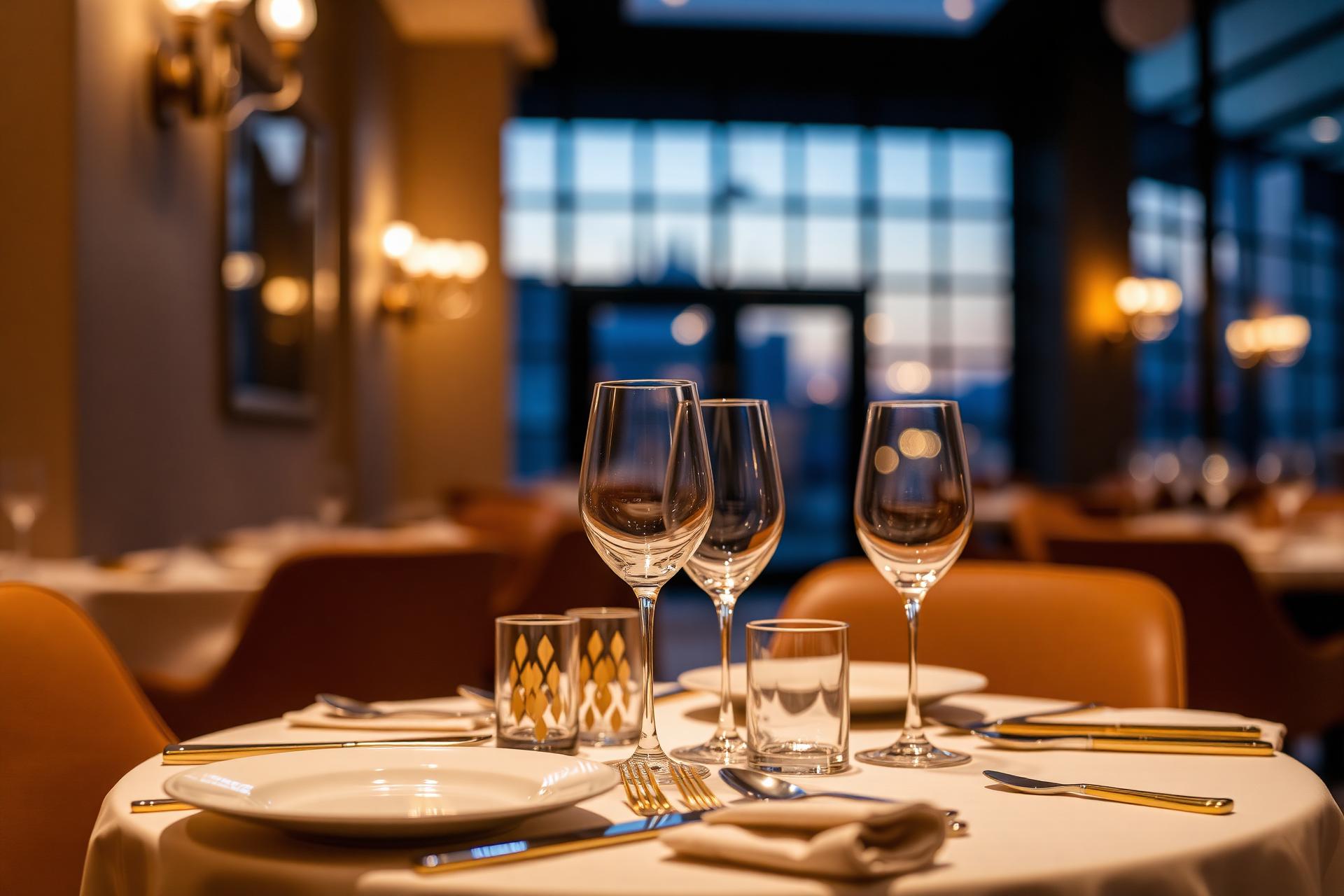 Tavola apparecchiata in un ristorante elegante